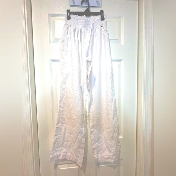CI SONO White Linen rayon blend lightweight pull on pants wider leg Size Medium - Picture 1 of 11